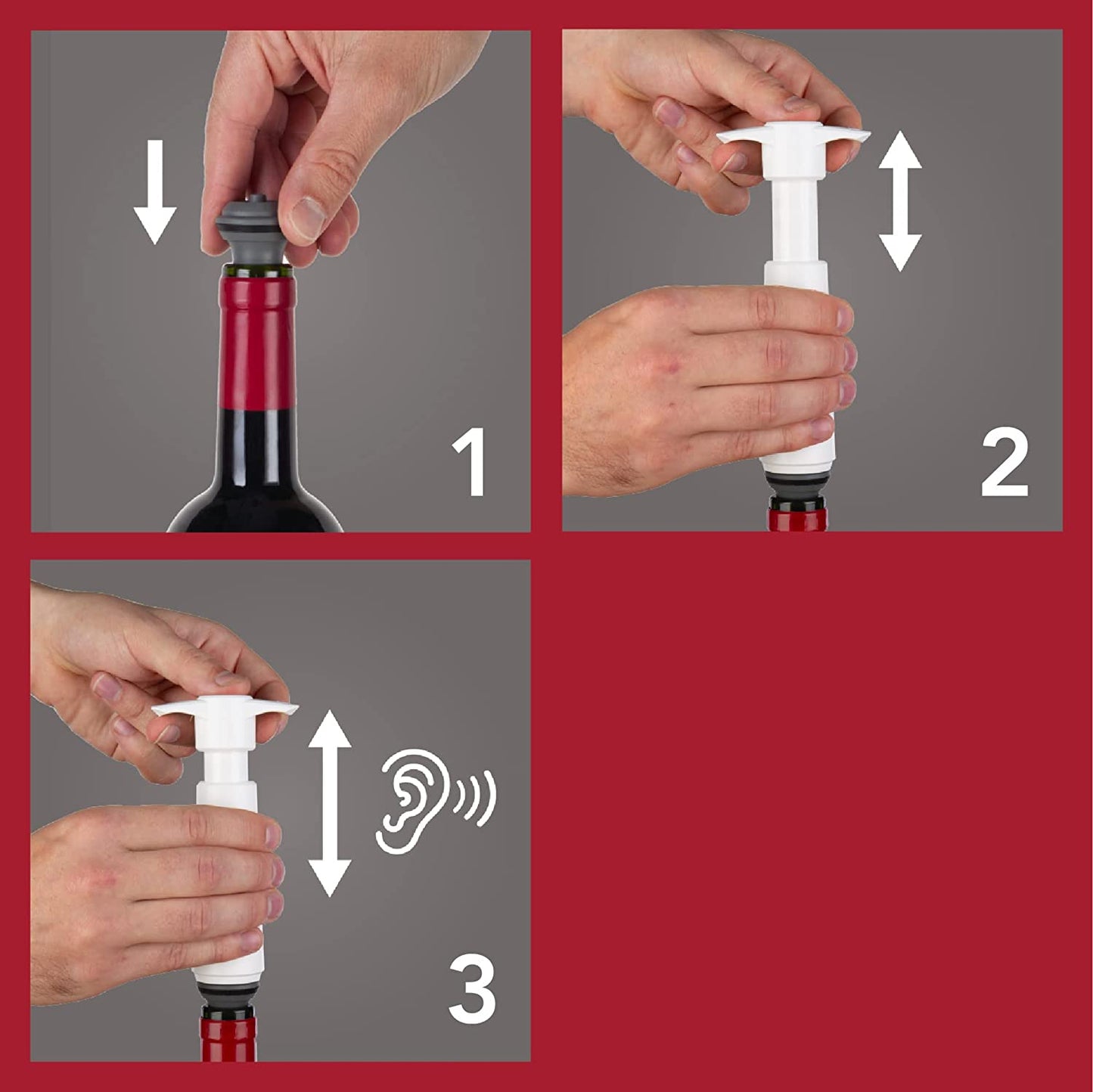 Vacuum Wine Saver Set – White Pump + 6 Grey Stoppers for Long-Lasting Freshness