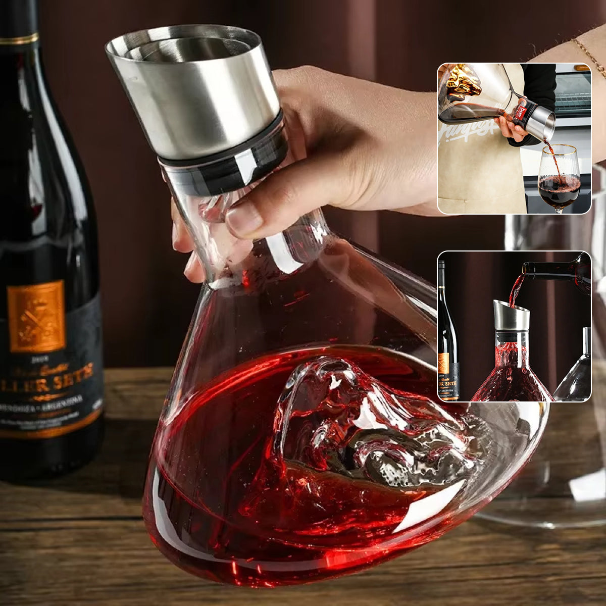 Elegant Waterfall Wine Decanter – Lead-Free Crystal, Barware Essential