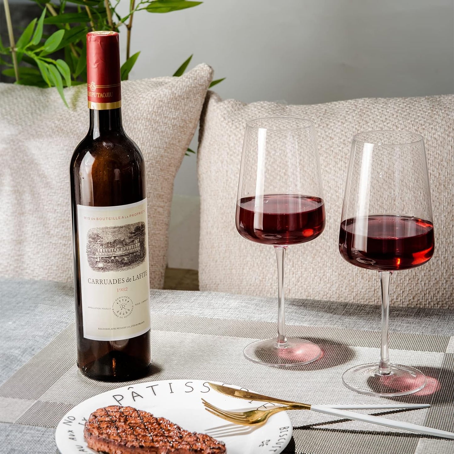 Set of 4 Hand-Blown Crystal Red Wine Glasses – 19 oz Sophistication