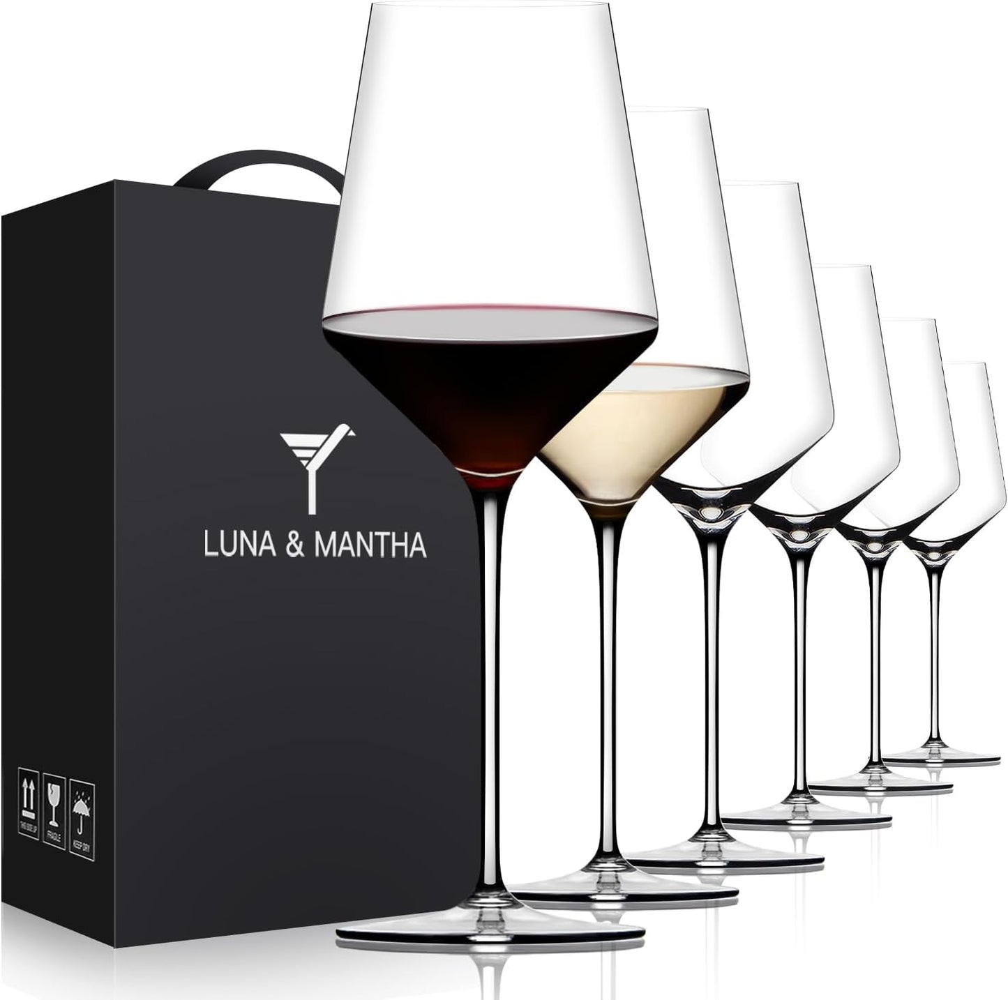 Refined Red Wine Glass Set – 4 Hand-Blown Glasses for Tasting & Gifting