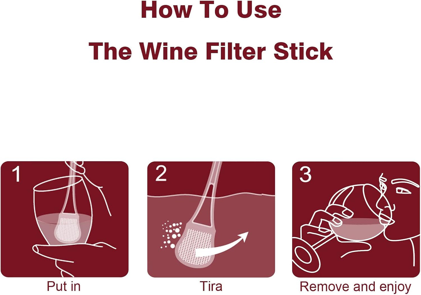 Wine Wand Sulfite Purifier: Wine Filters Remover Histamines Sulfite - Reduce Headaches Alleviate & Sensitivities(Pack of 8)