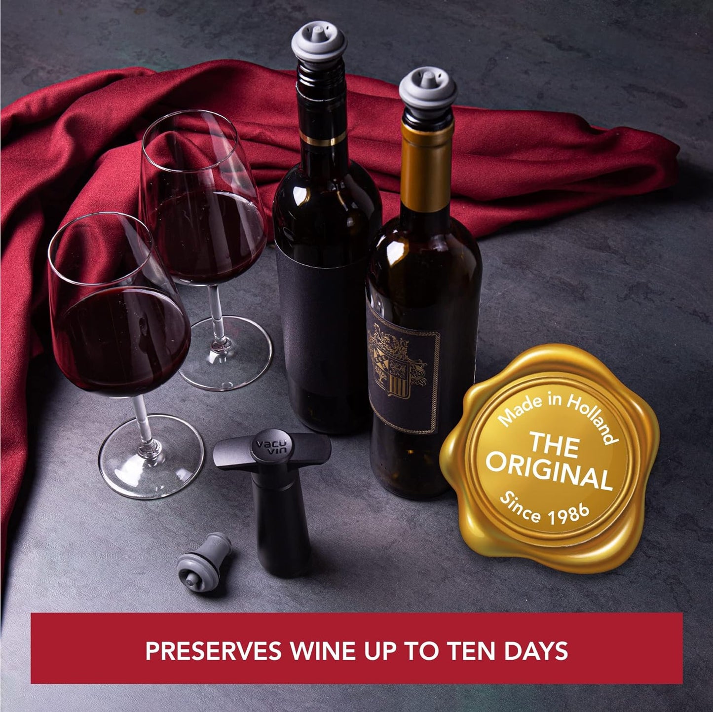 Preserve Wine Longer – Vacuum Pump Set with 8 Airtight Stoppers