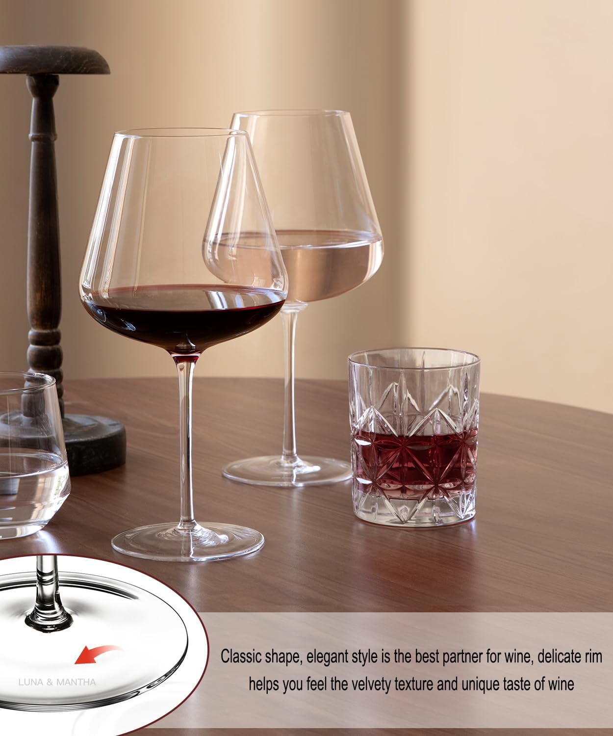 Refined Red Wine Glass Set – 4 Hand-Blown Glasses for Tasting & Gifting