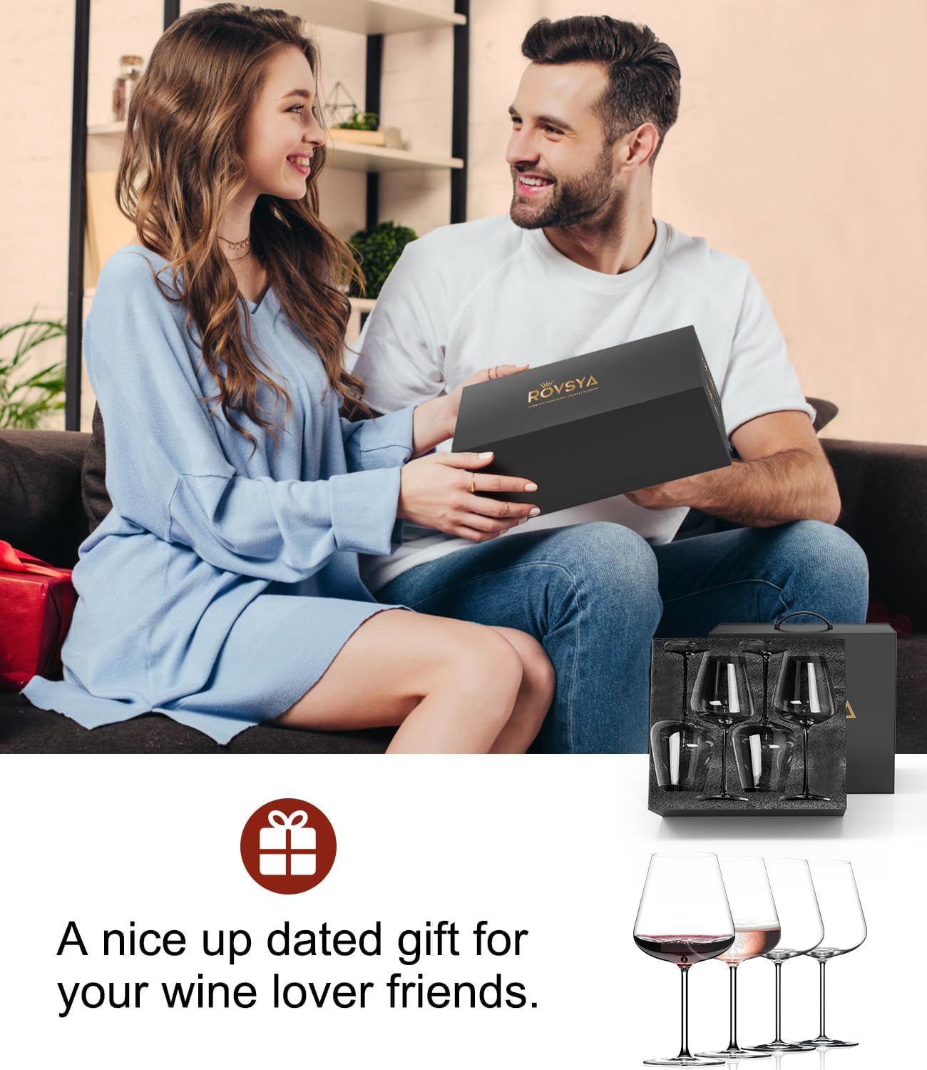 Refined Red Wine Glass Set – 4 Hand-Blown Glasses for Tasting & Gifting