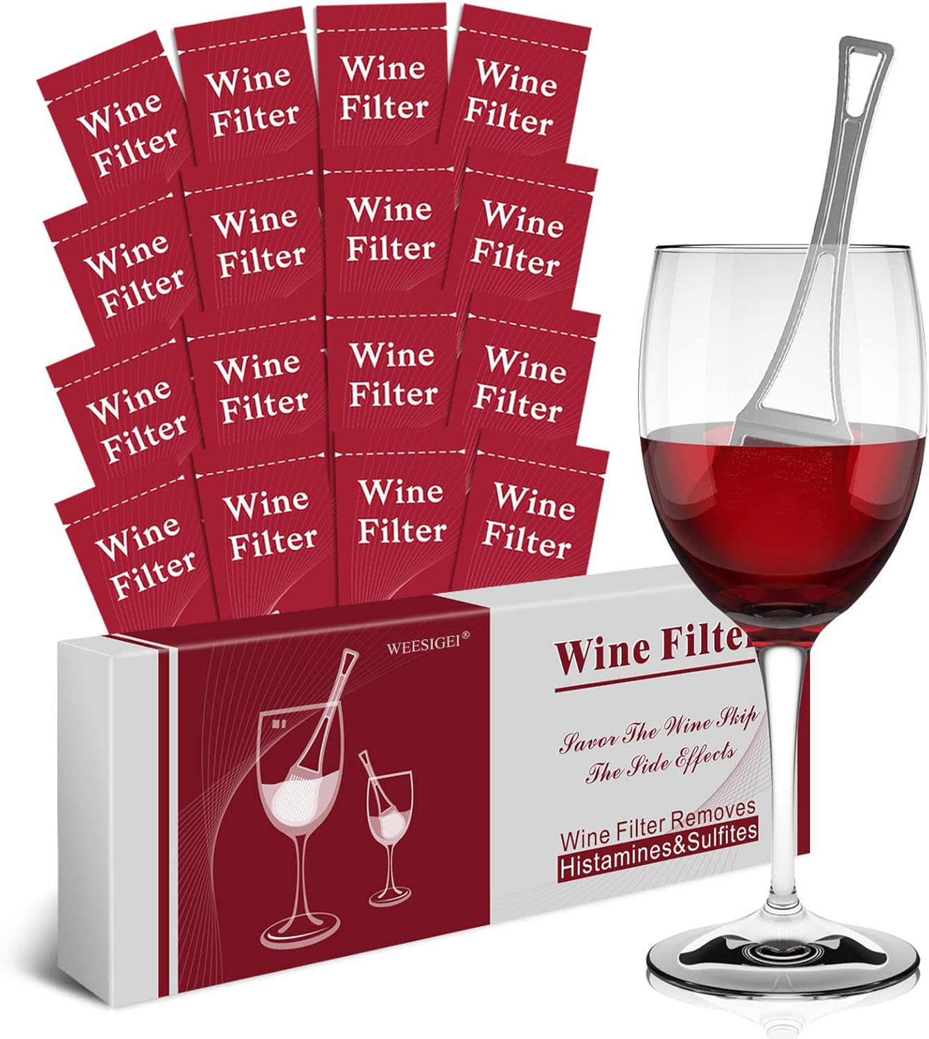 Wine Wand Sulfite Purifier: Wine Filters Remover Histamines Sulfite - Reduce Headaches Alleviate & Sensitivities(Pack of 8)