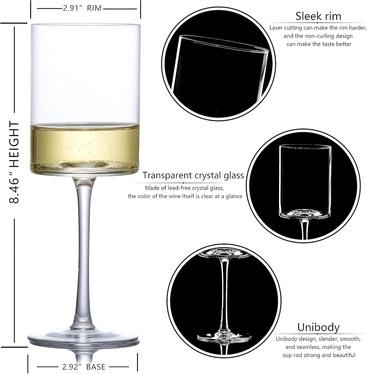 Wine Glasses Set of 4 - Hand Blown Wine Glass