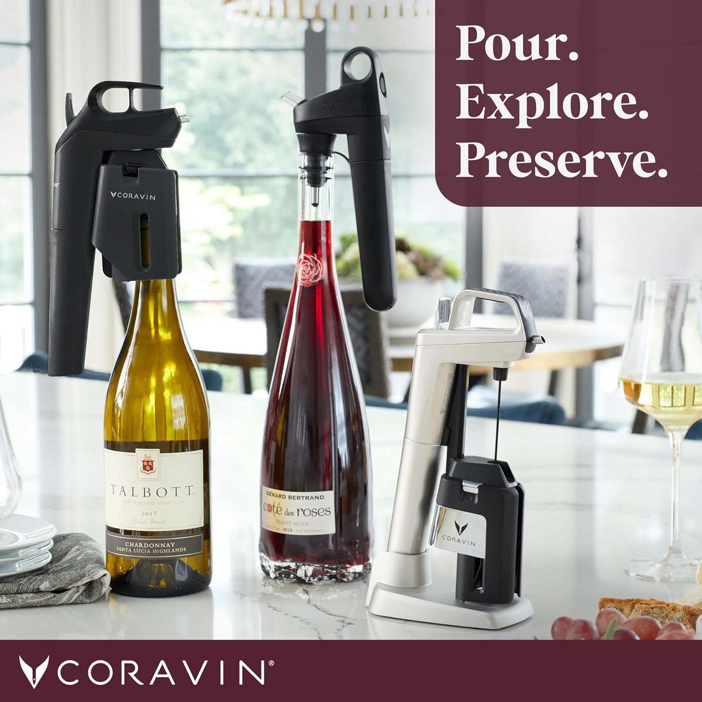 Timeless Three plus Wine Preservation System- Black