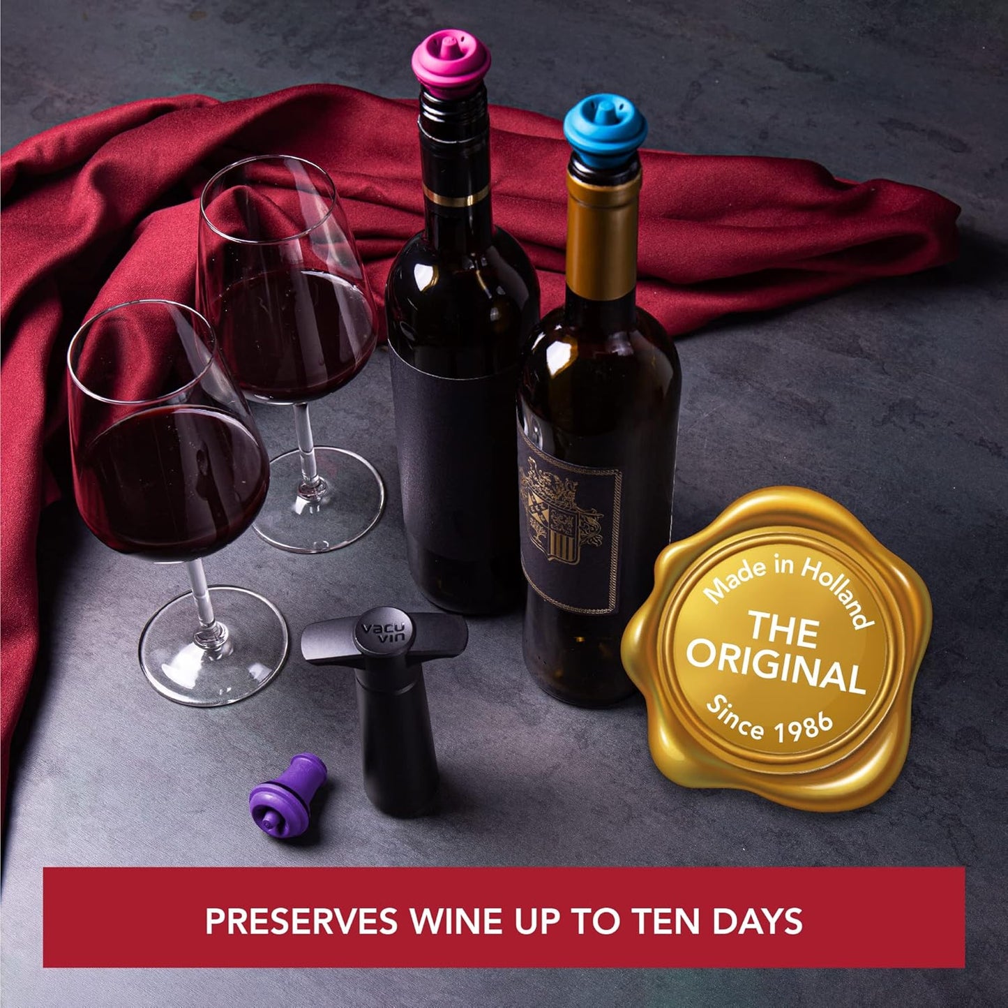 Preserve Wine Longer – Vacuum Pump Set with 8 Airtight Stoppers