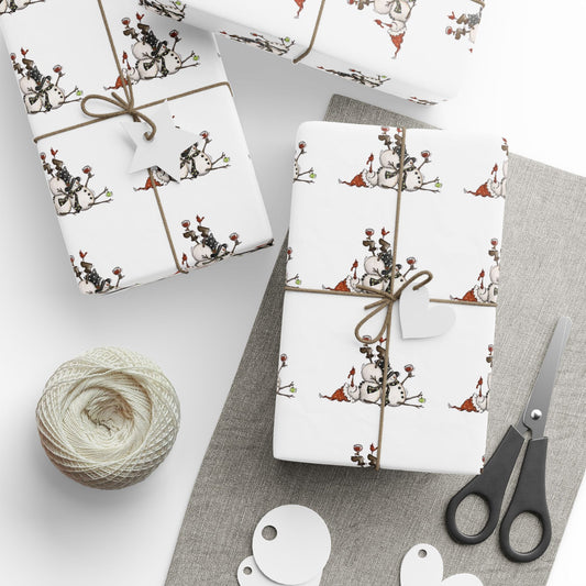 Snowman Drinking Wine Gift Wrap – Fun Holiday Wrapping Paper