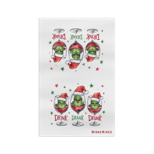 Grinch “Drink Drank Drunk” Funny Christmas Kitchen Towel