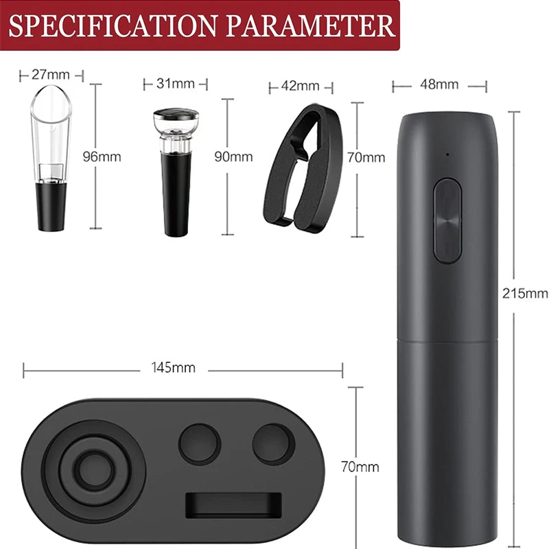 Automatic Wine Opener – Elegant, Rechargeable Corkscrew for Wine Lovers