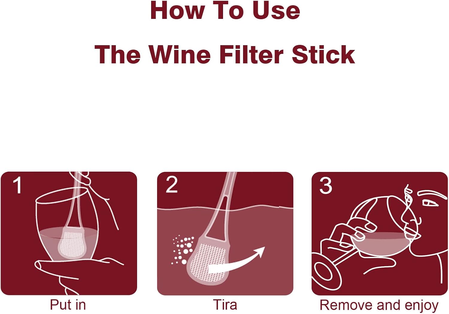 Wine Wand Sulfite Purifier: Wine Filters Remover Histamines Sulfite - Reduce Headaches Alleviate & Sensitivities（Pack of 8）