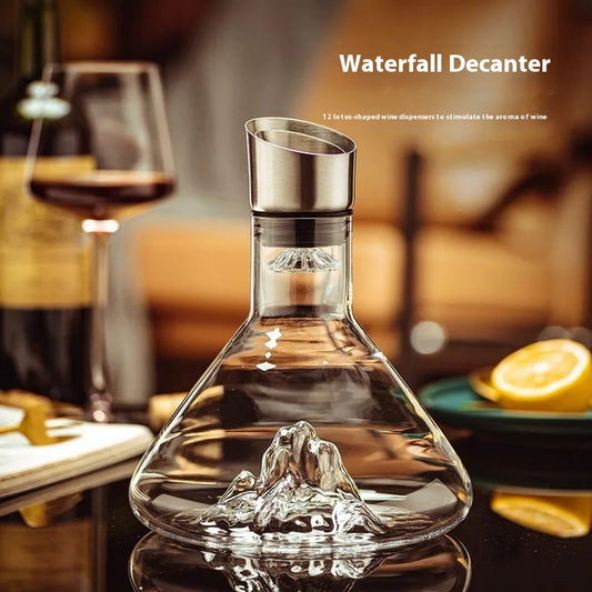 Elegant Waterfall Wine Decanter – Lead-Free Crystal, Barware Essential