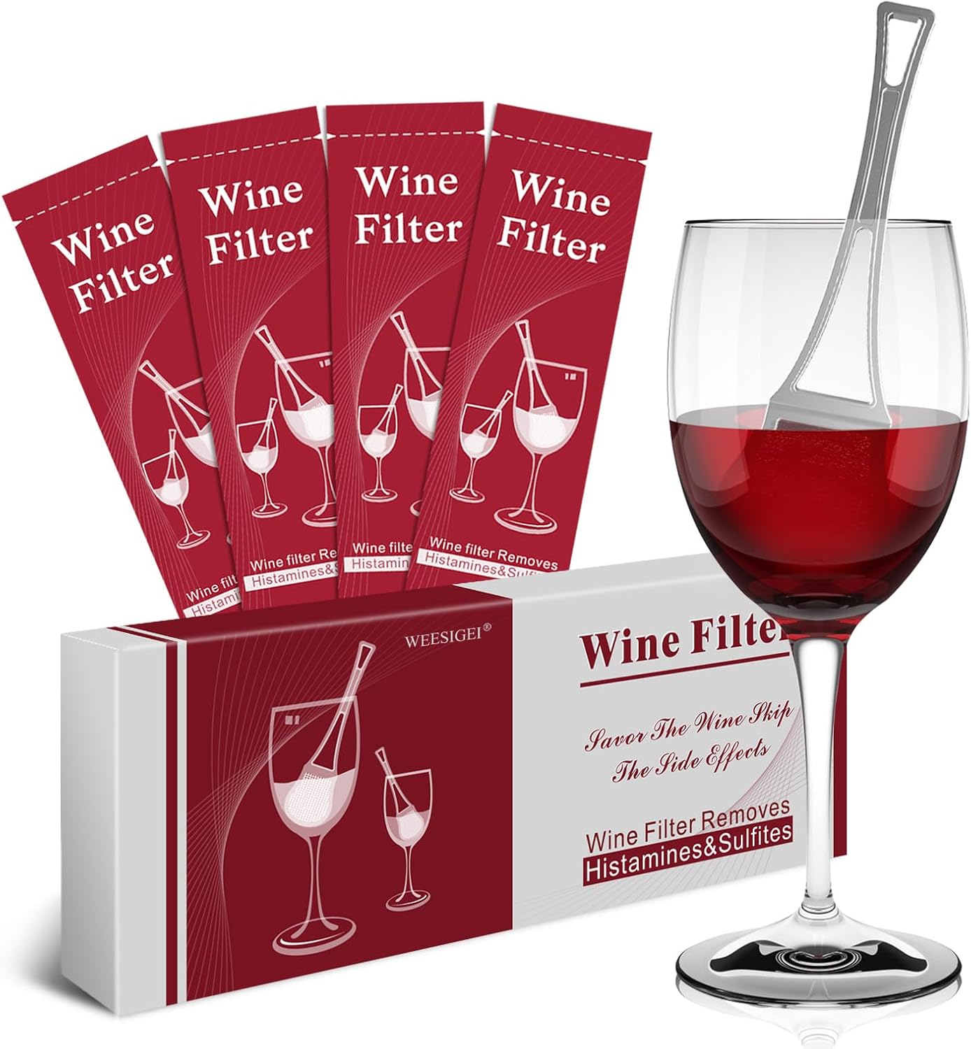 Wine Wand Sulfite Purifier: Wine Filters Remover Histamines Sulfite - Reduce Headaches Alleviate & Sensitivities（Pack of 8）