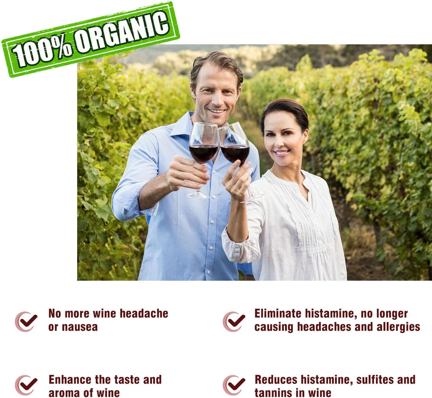 Wine Wand Sulfite Purifier: Wine Filters Remover Histamines Sulfite - Reduce Headaches Alleviate & Sensitivities（Pack of 8）