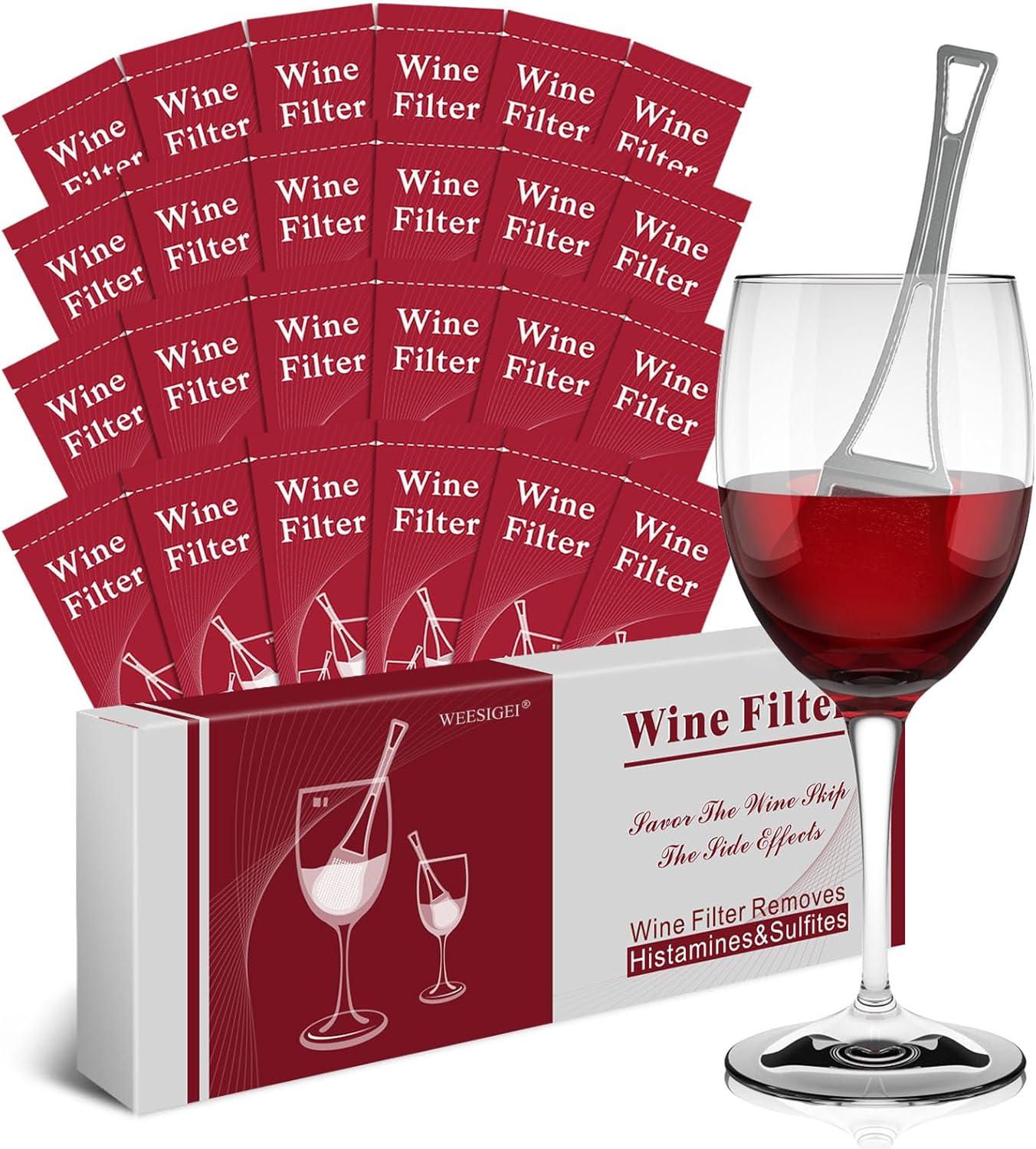 Wine Wand Sulfite Purifier: Wine Filters Remover Histamines Sulfite - Reduce Headaches Alleviate & Sensitivities（Pack of 8）